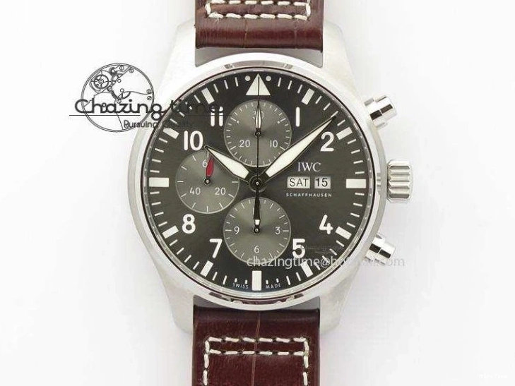 MIROTIME 0113 Youthful 2016 Pilot Chrono SS IW377719 ZF Best Edition On Brown Leather Strap A 7291